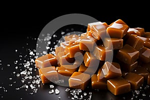 Tempting caramels on a dark backdrop, perfect for text placement