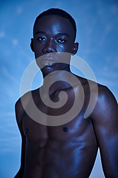 tempting shirtless african american man in