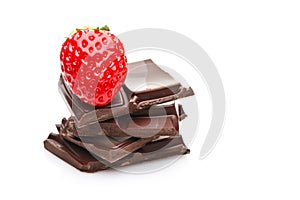 Tempting strawberry on chocolate blocks