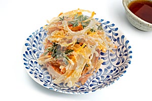 Tempura deep fried vegetables, a popular Japanese dish