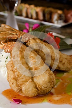 Tempura fried lobster tail