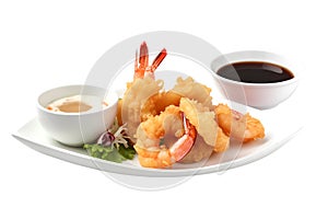 Tempura fried shrimp in a plate