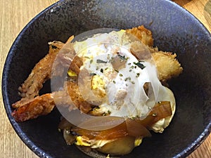 The tempura prawns in a soup