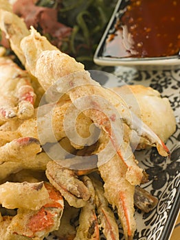 Tempura of Soft Shell Crab with Chili Sauce and Se