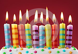 Ten colorful candles photo