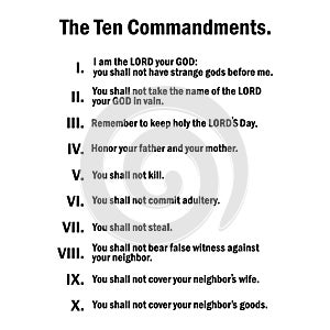 ten commandments of God in English. Vector illustration. EPS 10.