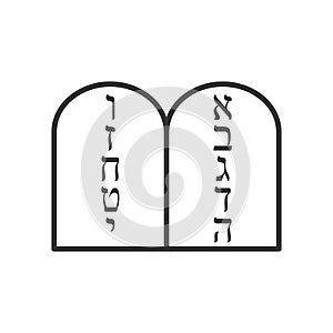 Ten Commandments Outline Icon on White photo