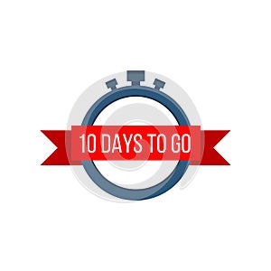 Ten days to go. timer for e commerce website. Time icon for marketing and promotion. Vector stock illustration on white background