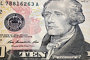 Ten dollars bill fragment macro