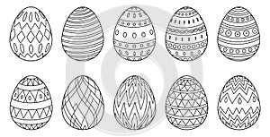 Easter eggs coloring page printable activity for kids and adults with unique designs and patterns