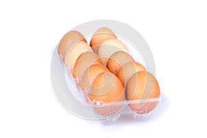 Ten eggs in a plastic transparent package