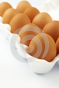 Ten eggs in white package