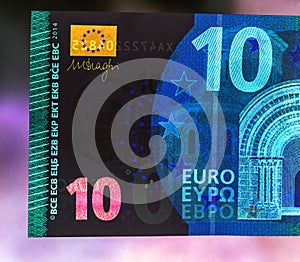 Ten Euro Paper Note currency detail photo