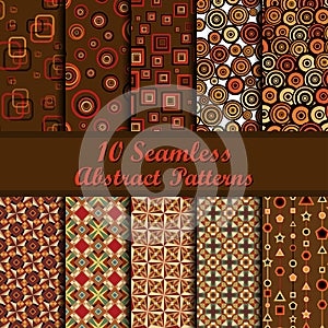 Ten geometrical seamless patterns