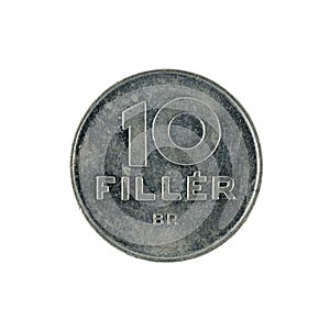 Ten hungarian fillÃ©r coin 1989 isolated on white background