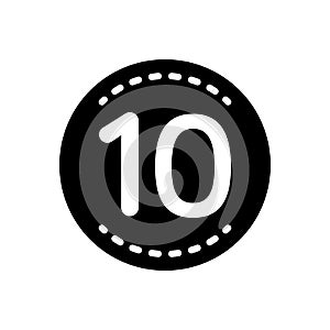 Black solid icon for Ten, number and label