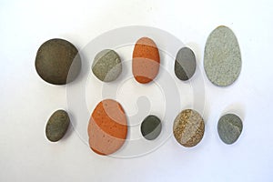 Ten Isolated Smooth Rocks - All Different Colors and Sizes