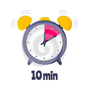 Ten minutes on analog clock face flat style design vector illustration icon sign isolated on white background. photo