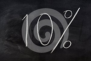 Ten percent written on a blackboard photo