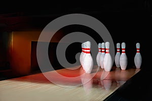 Ten pin bowling alley background photo