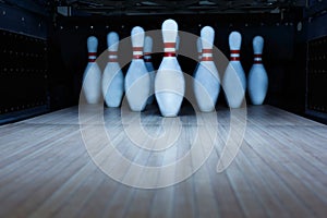 Ten pin bowling alley background photo