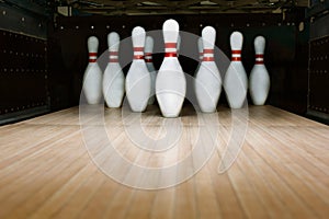 Ten pin bowling alley background photo