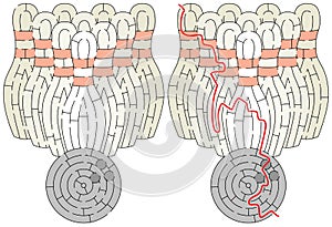 Ten-pin bowling maze