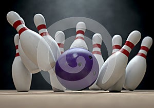 Ten Pin Bowling Pins And Ball photo