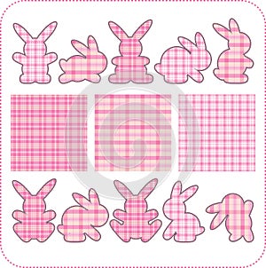 Ten pink rabbits. Beautiful elements for scrapbook