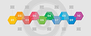 Ten puzzle jigsaw hexagon line info graphic.