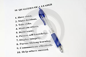 Ten Qualities of a Leader photo