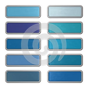 Ten shiny editable webbuttons of glass and steel