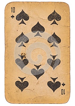 Ten of Spades old grunge soviet style playing card