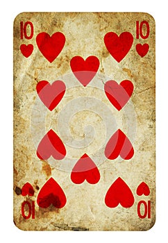 Ten of Spades Vintage playing card - isolated on white