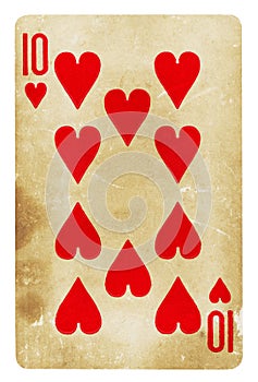 Ten of Spades Vintage playing card - isolated on white