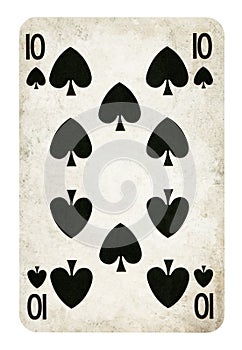 Ten of Spades Vintage playing card - isolated on white