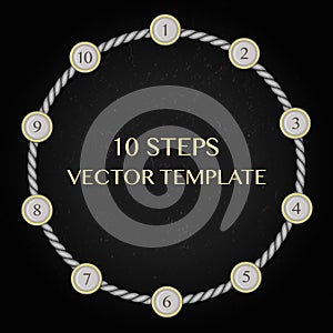 Ten steps cycle infographic. Concept design template, round timeline vector chart