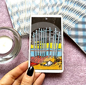 Ten of Swords Tarot Card Exhaustion Defeat Failure Ruin