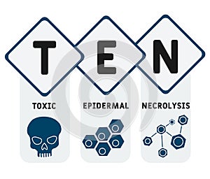 TEN - Toxic Epidermal Necrolysis. acronym, medical concept background.