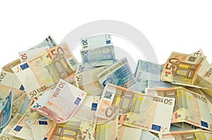 Ten twenty and fifty euros bills