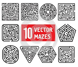 Ten vector mazes