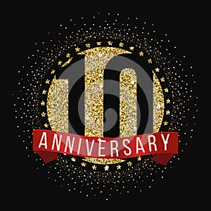 Ten years anniversary celebration logotype. 10th anniversary logo.