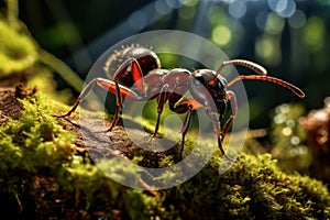Tenacious strong ant on tree. Generate Ai
