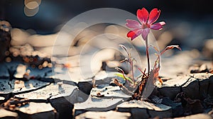 A Tenacious Tiny Flower Thrives Amid Cracked Pavement