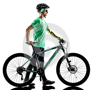 Tenager boy mountain bike bking isolated shadows