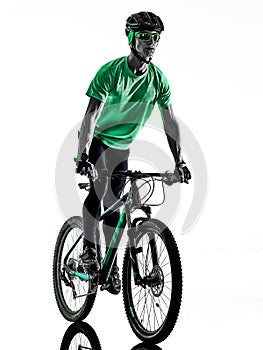 Tenager boy  mountain bike bking isolated shadows