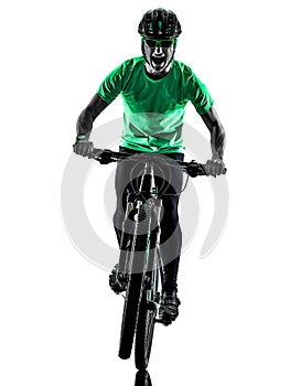 Tenager boy mountain bike bking isolated shadows