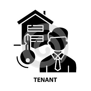 tenant icon, black vector sign with editable strokes, concept illustration