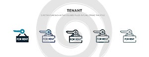 Tenant icon in different style vector illustration. two colored and black tenant vector icons designed in filled, outline, line