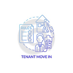 Tenant move in blue gradient concept icon